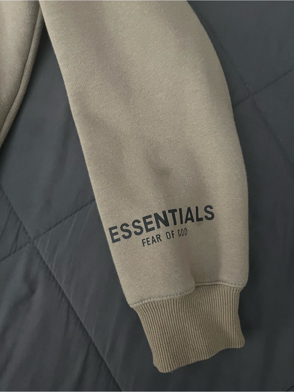 Fear of God ESSENTIALS Taupe Hoodie with Black Logo - Picture 2 of 3